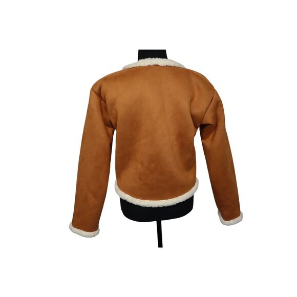 Aqua‎ Girl Fur Lined Light Brown Button Down Jacket Size XL 14/16 - Picture 2 of 4